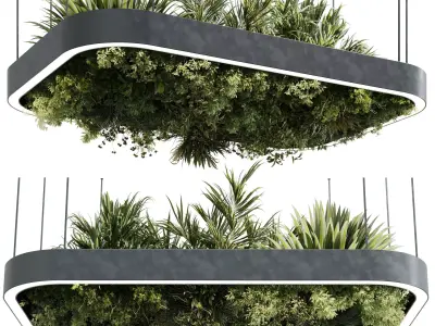 Rectangle pot light pendant - plant light hanging 28 3D model