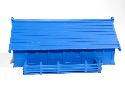 Medieval timber longhouse 3D print model