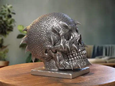 Skull dragon Headphone Stand Cyborg skull dragon Headset Stand 3D print model purchase