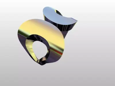 Modern Sculptural Adjustable Ring 3DM STL 3D print model 4