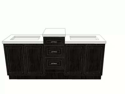 vanity comprised of stock cabinets concrete countertop 3D model