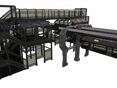 Sci-Fi Modular Tram Kit Low-poly 3D model