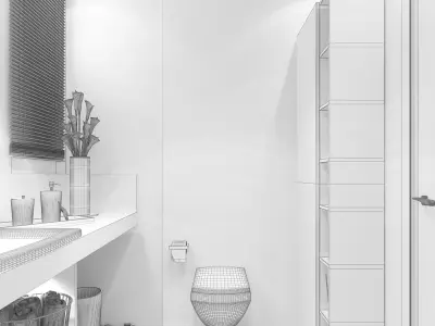 Modern Bathroom Full detailed high poly 3D model