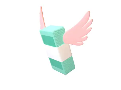 Cartoon Money With Wing V1 008 Low-poly 3D model