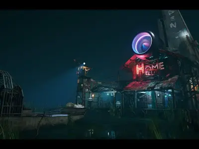 Wetland Sanctuary Environment Low-poly 3D model