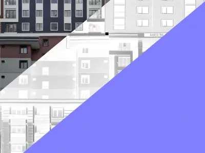 6 buildings in with one map Low-poly 3D model