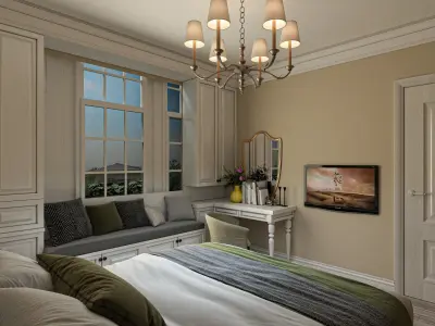 Indulge in Timeless Elegance with This 3D Bedroom Model 3D model