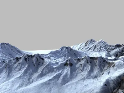 Snow Mountain Terrain Low-poly 3D model