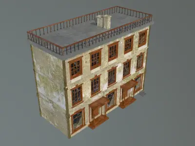 laos Game Building 4 european style  Low-poly 3D model