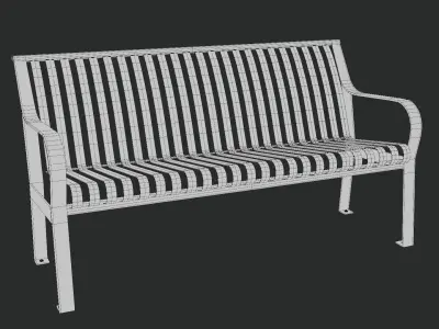 Black Metal Park Bench Low-poly 3D model