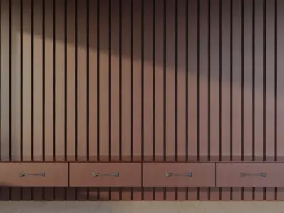 TV Wall with shelf Free low-poly 3D model