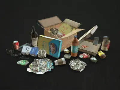 Urban Trash Low-poly 3D model