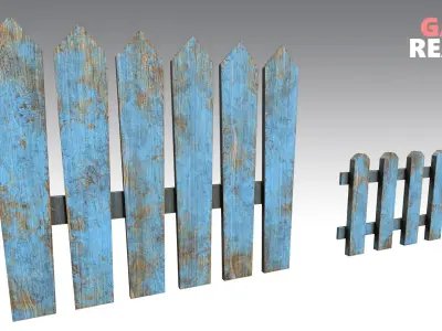 Wooden Fences PBR - Modular - Version 5 - Low-poly 3D model