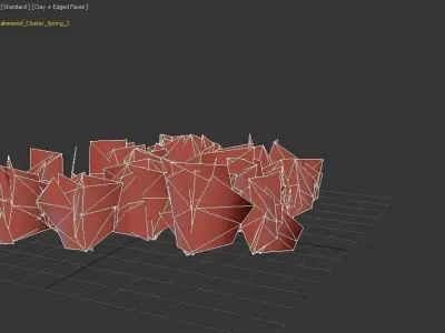 Broom Snakeweed Cluster Spring grass Low-poly 3D model