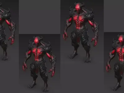 Red Humanoid Monster Variants Pack 3D Models 3D model