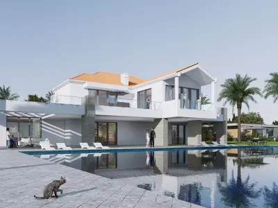 villa luxury Low-poly 3D model