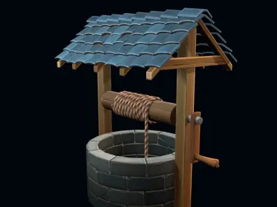 Stylized well Low-poly 3D model