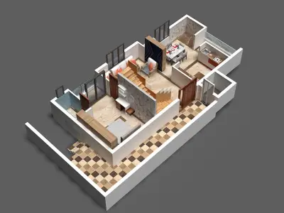 3d plans floor plan of two bedroom apartment 3D model