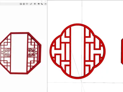 Chinese-style paper cutting Low-poly 3D model