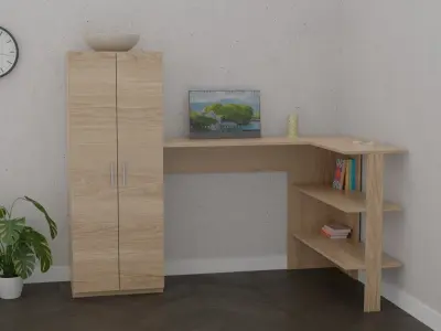 computer desk 1 Low-poly 3D model