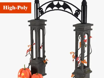 cemetery gate high-poly 3D model