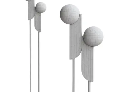 Minimalist 2-Light White Glass Floor Lamp 3D model