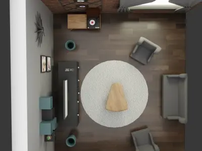 Cartoon Style Living Room Low-poly 3D model