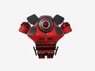 SciFi Backpack B07 Red - Fashion Character Design Low-poly 3D model