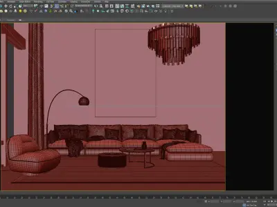 interior living room scene 34 3D model