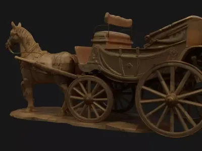 Chinese Ancient Wagon  figture Low-poly 3D model