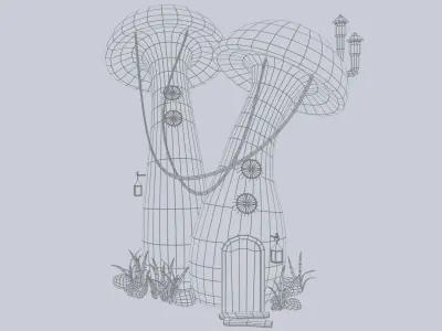 Mushroom house Low-poly 3D model