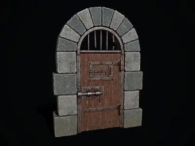 Medieval Dungeon Door Low-poly 3D model