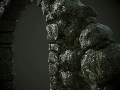 Mossy stone arch Low-poly 3D model