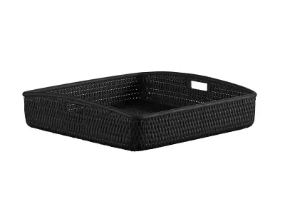 Square Rattan Wood Storage Basket 3D model