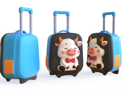 Low Poly - Suitcase Cow  Low-poly 3D model