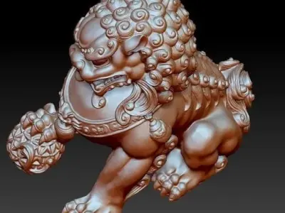 Chinese Guardian Lion Statue Dog Dragon 3D Model  3D model