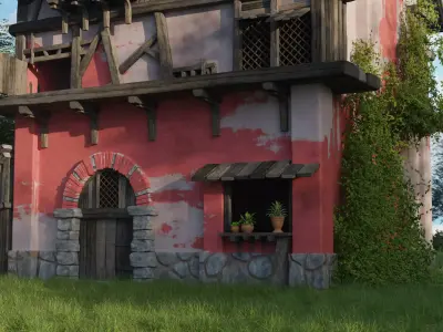 Medieval House Environment Realistic 3D Nature Scene in Blender 3D model