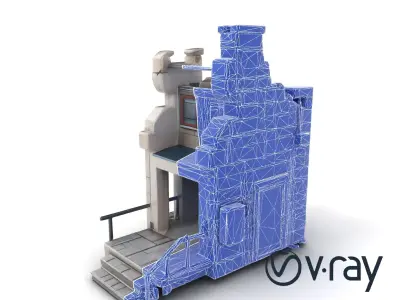 Burnt-Out Police Station Architectural model pack Low-poly 3D model