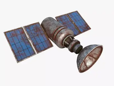 Satellite D11 Destroyed - SciFi Space Design Low-poly 3D model