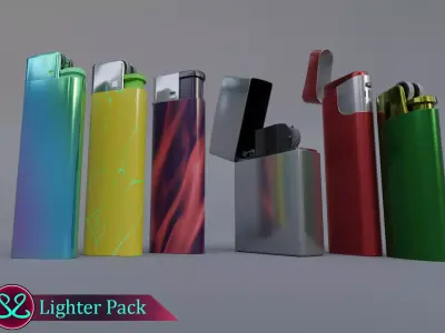 Realistic Lighter Pack Awesome Lighters Free low-poly 3D model