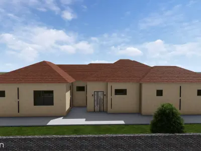 Modern Single-Story Villa Exterior  Architectural 3D Model 3D model