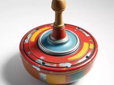 Distressed Retro SciFi Spinning Top Low-poly 3D model