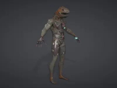 Sci-fi Lizard Zombie Low-poly 3D model
