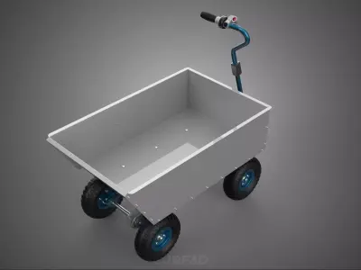 STEEL METAL BED TRAY BIN POWERED ELECTRIC CART TROLLEY WAGON TUB 3D model