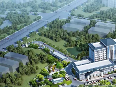 Contemporary Civic Service Campus 3D model