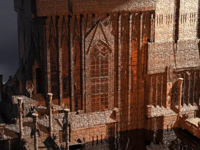 Lizard Cult Cathedral Dark Halls Kitbash 1 3D model