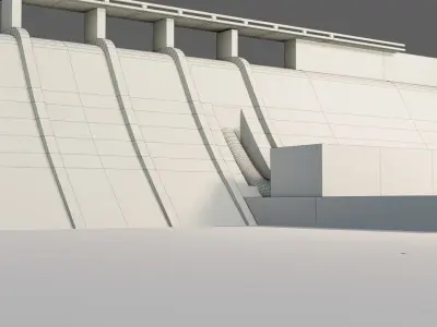 Dam 3d model - Low Poly hydroelectric Low-poly 3D model