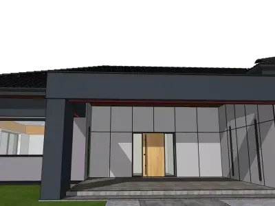 Modern One Story House 3D Model with Terrace 3D model