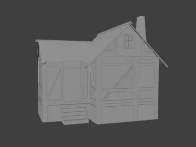 Medieval House Free low-poly 3D model 10