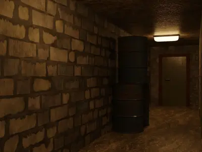 Small Spooky Rusted Hallway Free low-poly 3D model